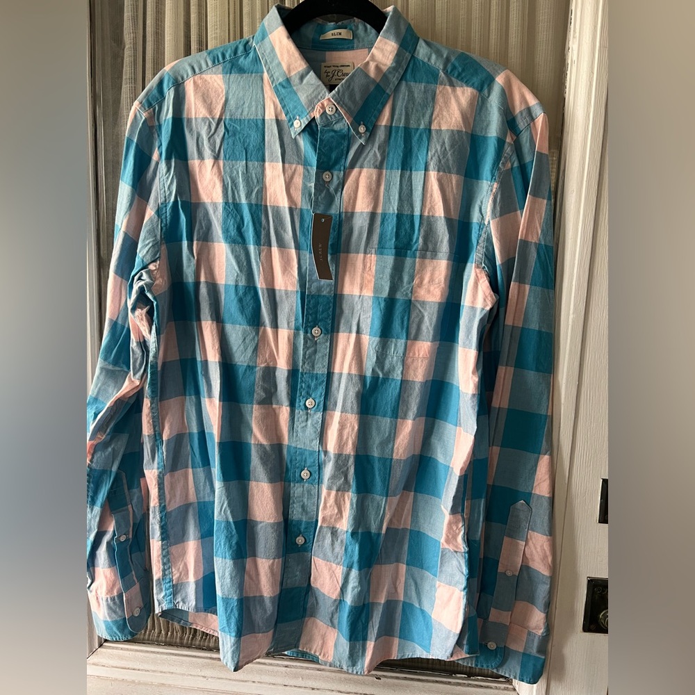Blue and Pink Checkered Men's Shirt